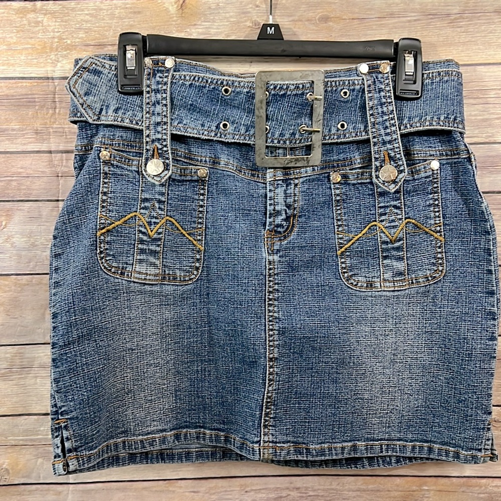 Apollo Jeans Belted Denim Stretch Skirt- Size L